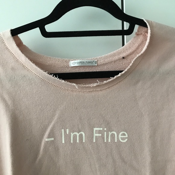 Korean pastel pink with lettering on front, sleeves go a bit past elbows - Picture 4 of 5